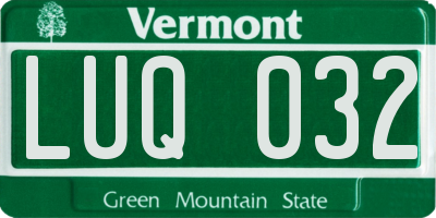 VT license plate LUQ032