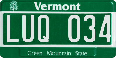 VT license plate LUQ034