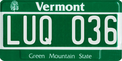 VT license plate LUQ036