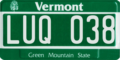 VT license plate LUQ038
