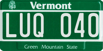VT license plate LUQ040