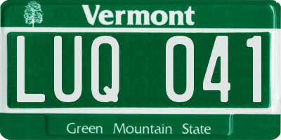 VT license plate LUQ041