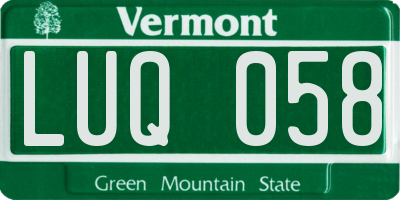 VT license plate LUQ058