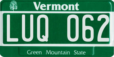 VT license plate LUQ062