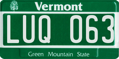 VT license plate LUQ063