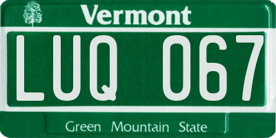 VT license plate LUQ067
