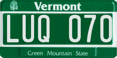 VT license plate LUQ070