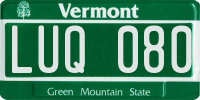 VT license plate LUQ080