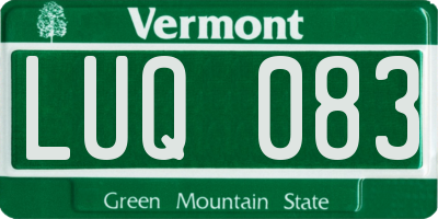 VT license plate LUQ083
