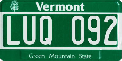 VT license plate LUQ092