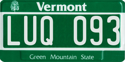VT license plate LUQ093