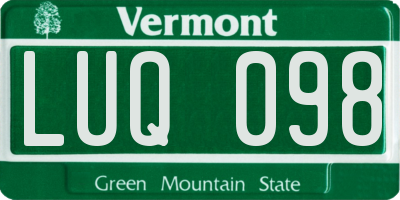 VT license plate LUQ098