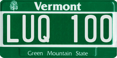 VT license plate LUQ100