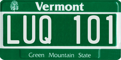 VT license plate LUQ101