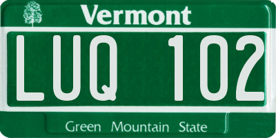 VT license plate LUQ102