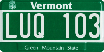 VT license plate LUQ103