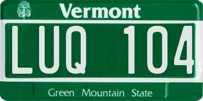VT license plate LUQ104