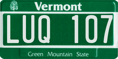 VT license plate LUQ107
