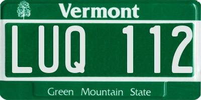 VT license plate LUQ112