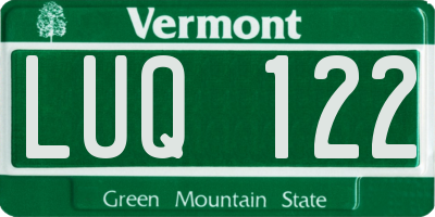 VT license plate LUQ122