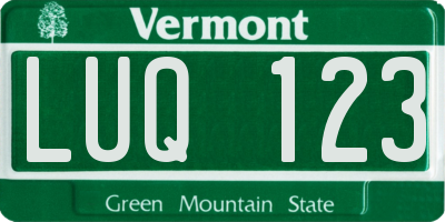 VT license plate LUQ123
