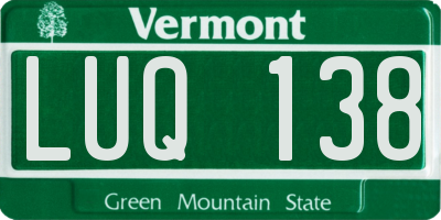 VT license plate LUQ138