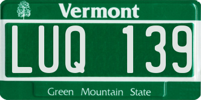 VT license plate LUQ139