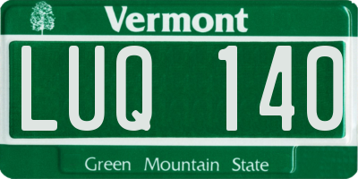 VT license plate LUQ140
