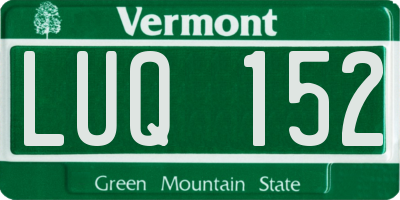 VT license plate LUQ152