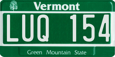 VT license plate LUQ154