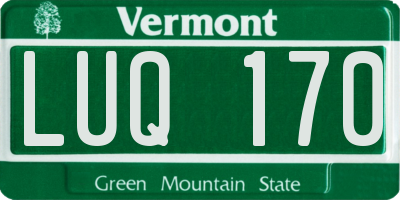 VT license plate LUQ170
