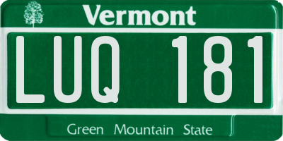 VT license plate LUQ181