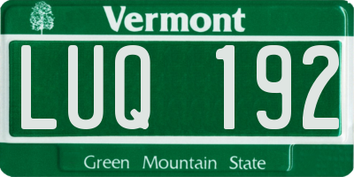 VT license plate LUQ192
