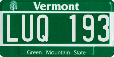 VT license plate LUQ193
