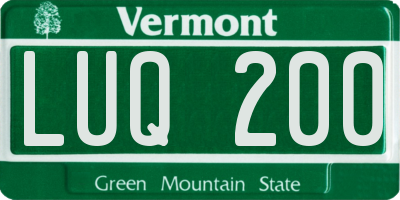 VT license plate LUQ200