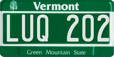 VT license plate LUQ202