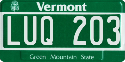 VT license plate LUQ203