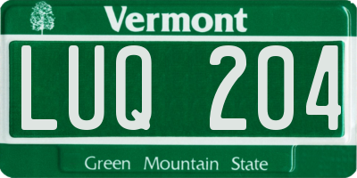 VT license plate LUQ204