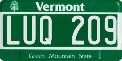VT license plate LUQ209