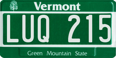 VT license plate LUQ215