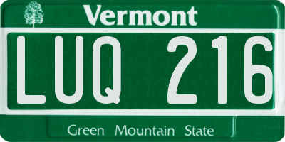 VT license plate LUQ216