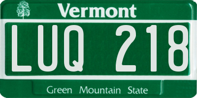 VT license plate LUQ218