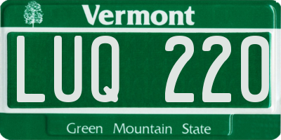 VT license plate LUQ220