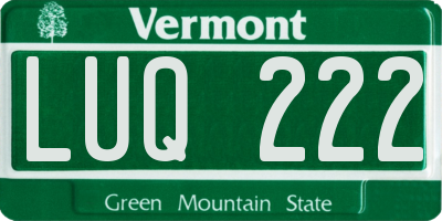 VT license plate LUQ222
