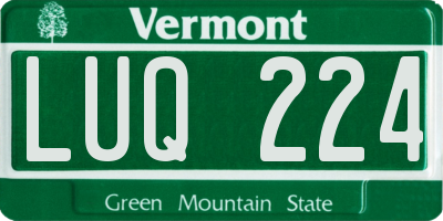 VT license plate LUQ224