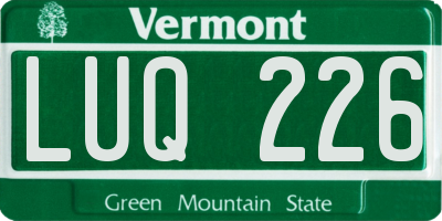 VT license plate LUQ226