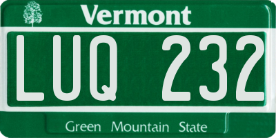 VT license plate LUQ232