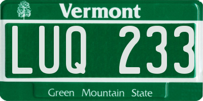 VT license plate LUQ233
