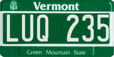 VT license plate LUQ235