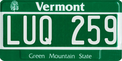 VT license plate LUQ259